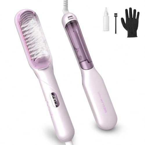 SHEGLAM Cepillo Alisador de Vapor, Peine Térmico 3 en 1 | Nano-vapor anticalor, 3 ajustes de vapor, calor rápido, aporta brillo, menos daño por calor, anti-frizz, doble voltaje