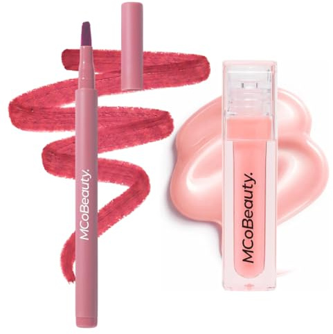 MCoBeauty Lip Duo - Dusty Rose Stain & You-Bae Glaze | Matte Colour, Liner & High Shine, Nourishing Oils, Define, Contour & Plump, Long-Wearing, Vegan & Cruelty Free