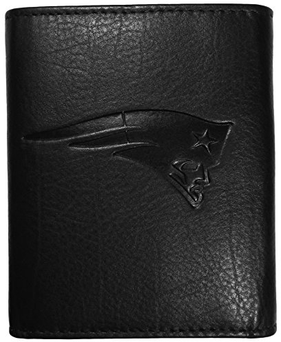 Siskiyou Sports NFL Mens New England Patriots Embossed Leather Tri-fold Wallet One Size Black
