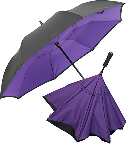 iX-brella Reverse - Regenschirm umgekehrt - umgedreht zu öffnen - schwarz-Berry
