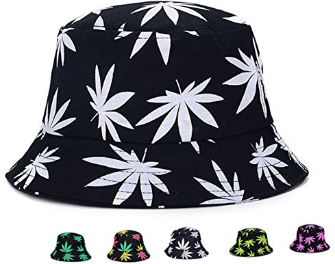 Marihuana-Hut mit Cannabisblatt-Motiv, Unisex, Sonnenschutz, UV-Schutz, faltbar - - Einheitsgröße