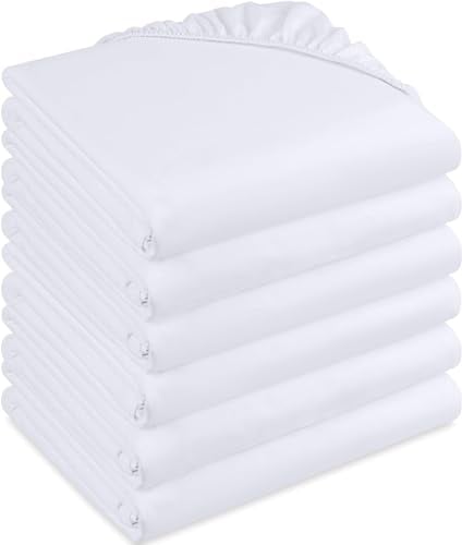 Utopia Bedding Fitted Sheet (Bulk Pack of 6) - Deep Pocket - Easy Care - OEKO-TEX Certified - Soft Brushed Microfibre Fabric - Shrinkage and Fade Resistant (Double, White)
