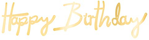 Cavore Happy Birthday Banner in Gold metallic - Schriftzug-Girlande zum Aufhängen - Geburtstagsdekoration für Erwachsene und Kinder - Mädchen und Jungen