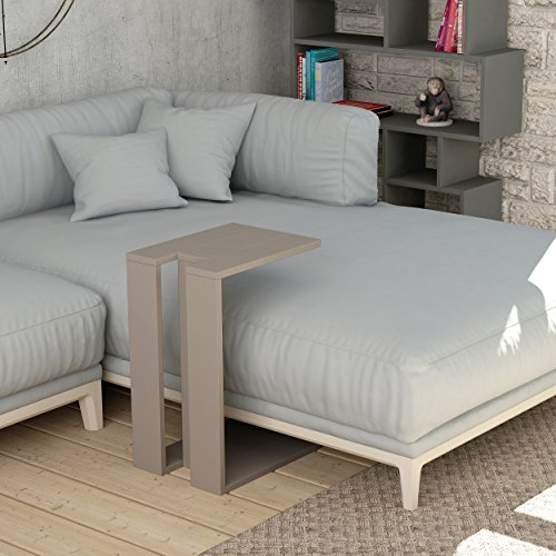 HOCUS PICUS | Moderner C-Tisch für Wohnzimmer | Multifunktionaler Beistelltisch | Couchtisch & Nachttisch mit vielen Farboptionen | 57 x 40 x 30 cm - Helles Moka