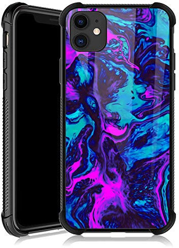 ZHEGAILIAN Compatible with iPhone 11 Case,Non-Slip Soft TPU Bumper Four Corner Reinforced Shockproof Protective Case Compatible with iPhone 11 6.1 inch for Women-Purple-Blue Quicksand Marble