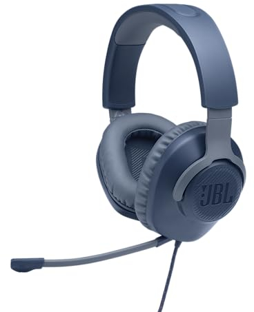 JBL Quantum 100 Cuffie Gaming Over-Ear con Filo, Headset da gioco con Microfono Boom Direzionale Rimovibile, compatibilità su Ogni Piattaforma, Colore Blu