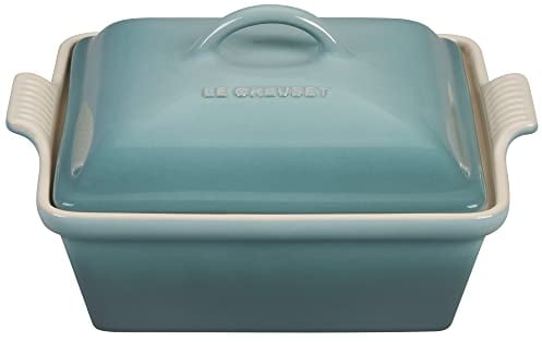 Le Creuset Stoneware Heritage Covered Square Casserole, 9-Inch, Sea Salt