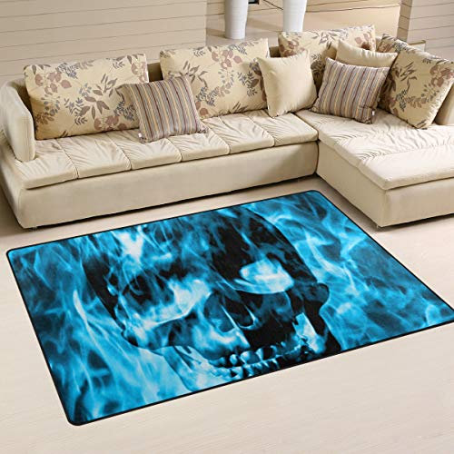 WowPrint Teppich mit Totenkopf-Motiv, waschbar, leicht, f¨¹r K¨¹che, Esszimmer, Wohnzimmer, Schlafzimmer, Heimdekoration, 160 x 122 cm