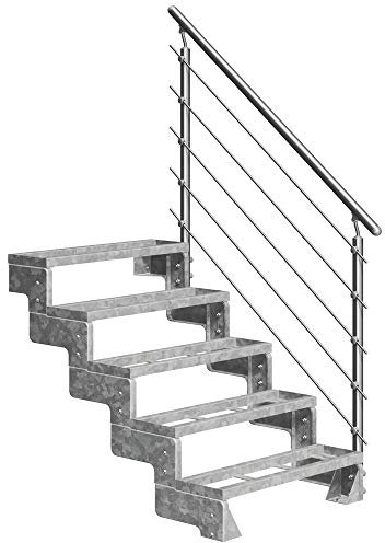 DOLLE Außentreppe Gardentop 5 Stufen Geschosshöhe 90-110 cm inkl. Einlegestufen 100 cm und edlem Aluminiumgeländer
