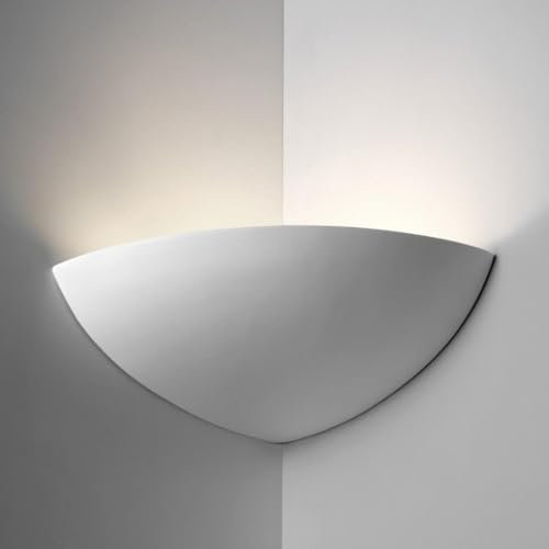 MAZZOLA LUCE Applique angolare di gesso ceramica bianco verniciabile lampada per angolo parete