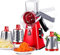 Multifunctional Vegetable and Fruit Cutting Machine, Rotating Drum Cheese Grater with 3 Stainless Steel Revolving Blades, Manual and Safe Milling, Slicer (RED)