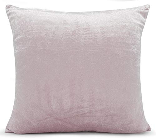 Lot de 4 housses de coussin en velours pour canapé ou lit - Rose pâle - 53,3 x 53,3 cm