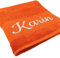 Handtuch mit Namen oder Wunschtext Bestickt, personalisiertes Duschtuch, individuelles Badetuch, 100% Baumwolle, 180 x 100 cm orange