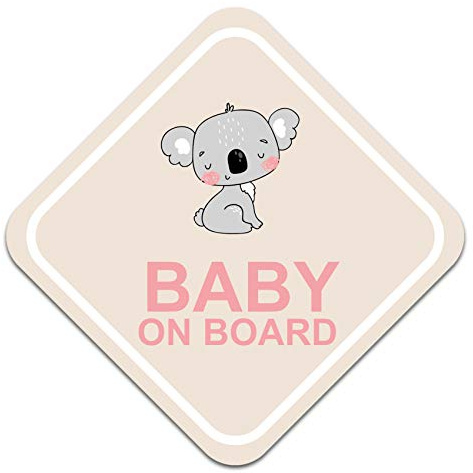 Baby on Board Aufkleber Auto 10x10cm Tier Motiv Sticker Autoaufkleber für Heckscheibe Kofferraumdeckel Kfz Zubehör Selbstklebend Wetterfest R127 (Nr. 4 Koala)
