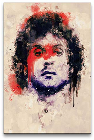 Rambo Porträt Abstrakt Kunst Actionheld 60x90cm Leinwandbild