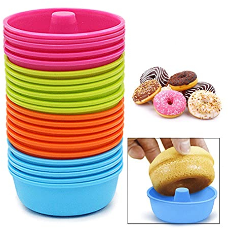 TGUS 24 Pcs Silicone Doughnut Moulds, Nonstick Donut Baking Pans, Donut Mold Pan Cake Pan Heat Resistance, for Kitchen Baking Cupcake Cake Biscuit Bagels Muffins Cookie