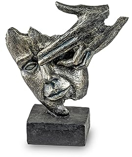 Lifestyle & More Exklusive Deko Büste Skulptur Dekofigur aus Kunststein schwarz/Silber 20x23 cm