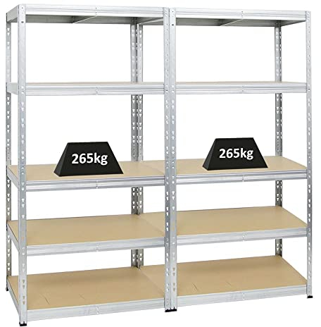 PROREGAL Mega Deal 2X Schwerlastregal Tiger Verzinkt 180x90x60 cm mit Fachlast 265kg Garagenregal Kellerregal Werkstattregal Lagerregal Steckregal