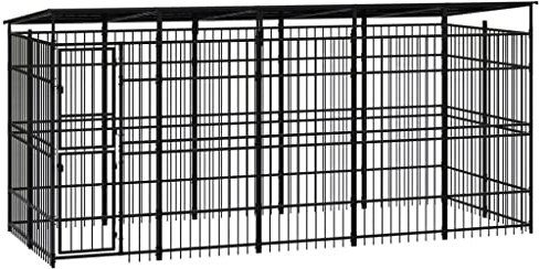 vidaXL Outdoor Hundezwinger Dach Stahl 9,22m² Hundekäfig Hundehütte Hundehaus