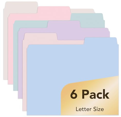 Mr. Pen- Pastel Poly File Folders, 1/3 Cut Tab, 6 Pack, Letter Size, Colored Letter Office Supplies File Folders