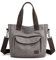PORRASSO Bolso Bandolera de Mujer Bolso de Hombro de Lona Tote Bolsos de Mano Señora Crossbody Bag para Compras Viajes Trabajo Uso Diario Gris