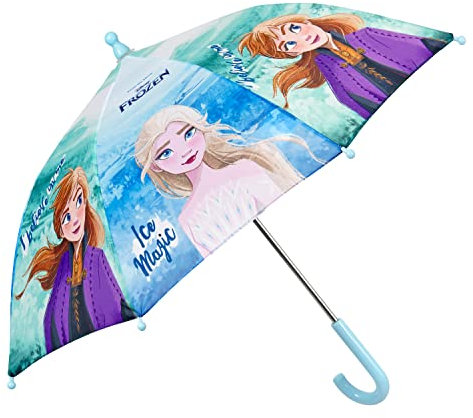 p:os 30843088 Frozen Die Eiskönigin - Regenschirm für Kinder, windfest, Stockschirm mit Automatik-Öffnung und stabilem Fiberglasgestell, Durchmesser ca. 66 cm