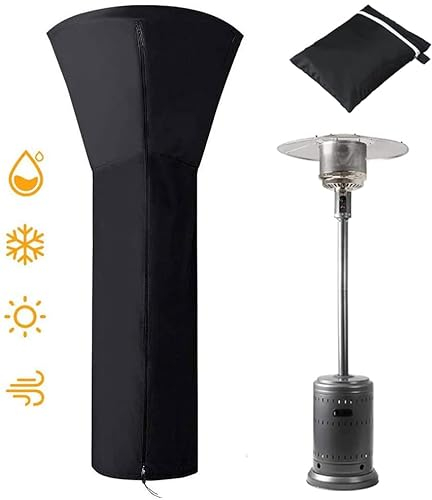 Patio Heater Cover Waterproof with Zipper,COOSOO Outdoor Standup Propane Heater Cover,Heavy Duty Oxford Tear-Proof,Anti Snow, Hail,Dust for Round Garden Standing Gas Heat Lamp,228x106x70cm,Black