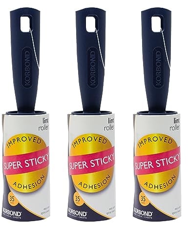 Korbond 3 Pack Lint Rollers – 105 Sticky Easy to Peel Paper Sheets - Suitable for ALL FABRIC TYPES