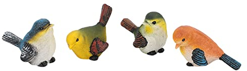VIFERR Vogel Dekoration, 4Pcs Harz Vögel Tierfigur Dekoration Garten Hof Ornamente Mini Vogel Figuren für Balkon, Garten, Rasen, Teich