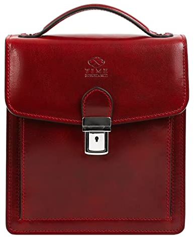 Time Resistance Leder Aktentasche - Leder Tasche Handgefertigt in Italien - Arbeitstasche mit Schultergurt - Kleine Businesstasche - Umhängetasche