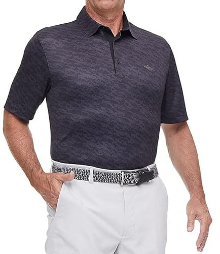 Greg Norman Men's Performance Golf Polo, Black (Medium)