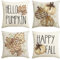 Artoid Mode Streifen Ahornblätter Hallo Kürbisse Herbst Kissenbezüge 4er Set, 45x45 cm Zierkissenbezug Cushion Cover Couch Wohnzimmer Deko