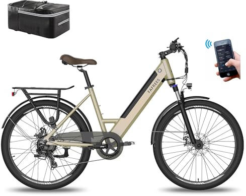 Fafrees Electric Bike with APP, 26 Inches Electric Bikes for Adult Low Frame, 36V 14.5Ah Removable Battery Pedal Assist Ebike, 250W City Electric Bicycle, 7 Speed Gears, F26 Pro Upgrade 2025 Gold