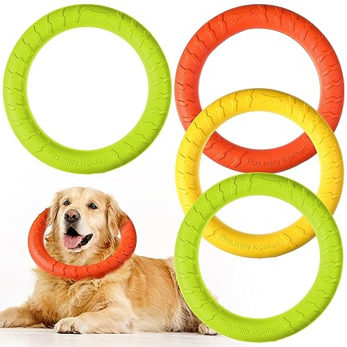 4 Pack 11.81 Inch Dog Ring Toy for Large Medium Dog Training, Colorful