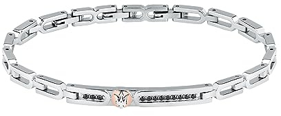 Maserati Herrenarmband aus Stahl, Gold PVD, Stein, Iconic Collection – JM423AVD25