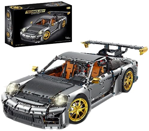 Lukie Technik Auto Porscher GT2 RS, Modellauto-Bausatz im Maßstab 1:6, Klemmbausteine Technik Auto MOC Set aus 5588 Teile, Kompatibel mit Technic Autos