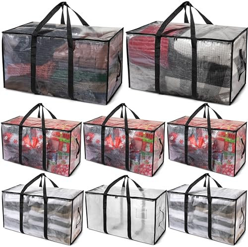 ClearSpace Oversized Moving Bags or Storage Bag – Large Moving Boxes with Backpack Straps, Zippers & Handles – Heavy-Duty Packing Bags for Moving, College Dorm, Christmas Decorations, 8 Pack