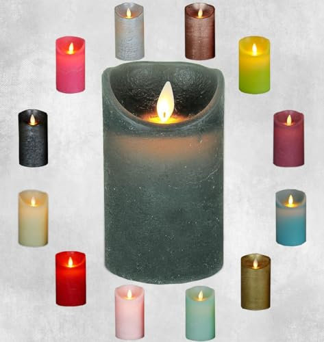 Coen Bakker LED Echtwachskerze realistische Kerze viele Farben mit Timer flackender Docht Wachskerze Kerzen Batterie, Farbe:Dunkelgrau, Größe:15 cm