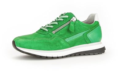 Gabor Damen Low-Top Sneaker, Frauen Halbschuhe,Wechselfußbett,Komfortable Mehrweite (H),Freizeitschuhe,Verde/Off-White,40 EU / 6.5 UK