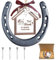 Hufeisen Glücksbringer Deko Geschenk Set für Hochzeit Einzugsgeschenke Wohnung Einschließlich 1 Hufeisen 1 Hölzerner Glücksbringer 4 Hufeisennägel und Geschenkbox