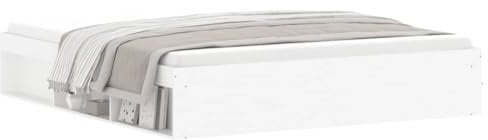 vidaXL Bettgestell, Bettrahmen mit Lattenrost, Bett Gästebett mit 6 Fächern, Doppelbett Schlafzimmerbett Schlafzimmermöbel, Weiß 180x200cm