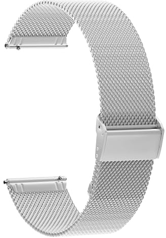 AidorMax Armband 20 mm Edelstahl Mesh Uhrenarmband Herren Damen, Verstellbares Schnellspanner Ersatzarmbänder für Smartwatches und Armbanduhren (20 mm, Silber)
