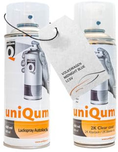 UniQum Autolack + Klarlack 2K Spraydose für VOLKSWAGEN MIDNIGHT BLUE LC5V Autolack Reparatur 2 x 400 ml