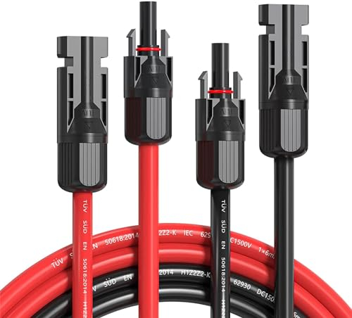 Solarkabel 2 * 2M Kabel Solar Verlängerungskabel für Solarpanel, 4mm² 1000V 12AWG, IP67 Wasserdicht, Photovoltaik Solarkabel, PV Kabel für balkonkraftwerk