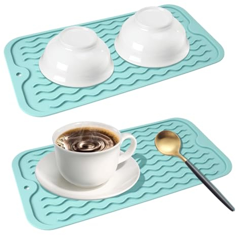 2 Pezzi Tappetino Scolapiatti Silicone,30 cm x 15 cm Tappetino Scolapiatti In Silicone,Tappetini per Posate in Silicone,Scolapiatti da Appoggio Lavello,Utilizzati in Tavoli e Utensili da Cucina