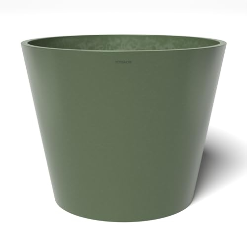 POTS&MORE Pot de Fleurs Conico 50 (diamètre 50 cm, Forme Ronde, Couleur Vert Olive, Hauteur 40,5 cm, Pot en Plastique, pour Plantes d'intérieur) VP015004