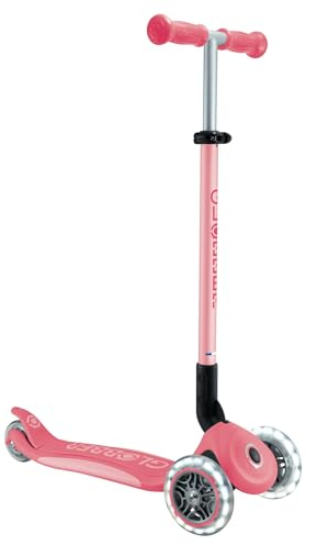 Globber - Primo Foldable Plus Lights - Trottinette 3 Roues pour Les Enfants de 3 à 9 Ans, Rose