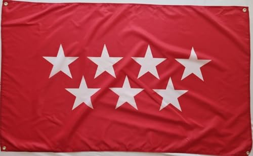 Bandera de Madrid, reforzada con 4 ojales, 150 cm x 90 cm (Madrid) Ideal Balcones MateyCo