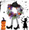 NEMMXUB Halloween Hexenkranz, Ø 35cm Halloween Türkranz, Hexen Kranz Hexen Hut Bein Kürbis Kranz, Willkommenskranz Halloween Deko Türkranz Innen Outdoor für Haustür, Wanddekoration, Garten