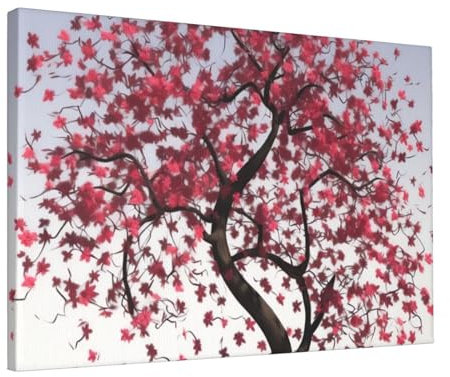 JHLMN Wandkunst für Wohnzimmer, Leinwand-Kunstwerk, Gemälde, japanischer Kirschbaum, Wanddekoration, Poster, Vintage-Wandkunstdrucke, Dekoration für Schlafzimmer, Badezimmer, Zuhause, Büro,